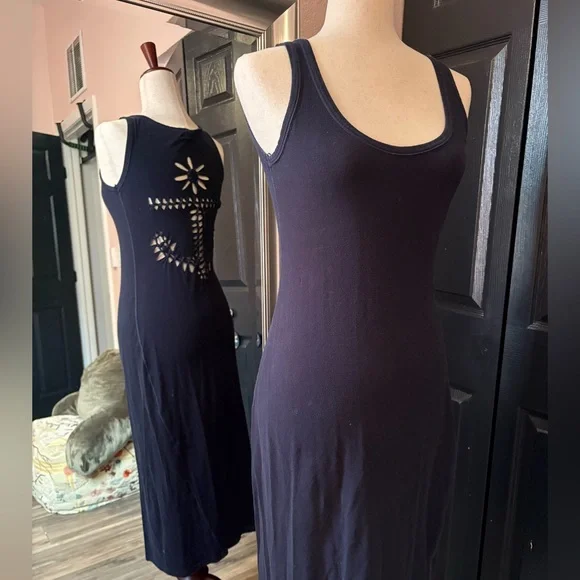 Jean Paul Gaultier Navy Backless Dress with Floral Nautical Cutout - Picture 3 of 7